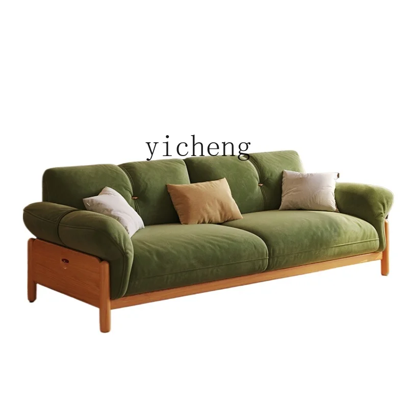 Zf Cherrywood Sofa Log Style Modern Minimalist Living Room Straight Cloud Sofa