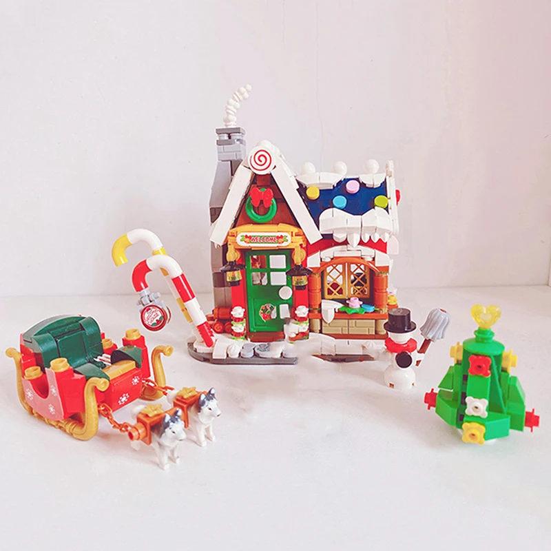 Kreative Weihnachts haus Modell Baustein Set DIY Stadt Street View Haus Montage Ornamente Kinderspiel zeug Weihnachts geschenke