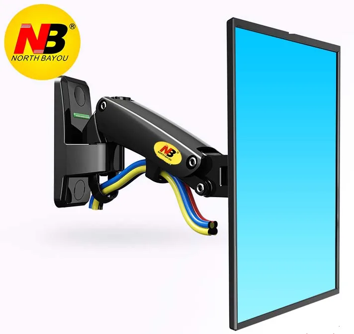 NB-Soporte de pared para monitor LCD F120, soporte de pantallas de 17 a 27 pulgadas de aluminio, resorte de gas GS 360, giratorio de movimiento completo para TV