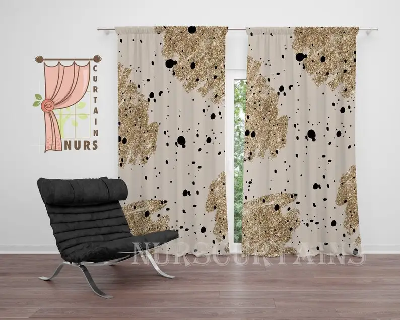 Abstract Watercolor Blackout Curtain: Beige Minimal Home Decor