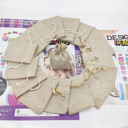 100pcs Jute Jewelry Bag Jute Packaging Pouches Drawstring Bag Sack Jute Bags for Wedding Jewelry Pouch Sack Cloth Storage Bags
