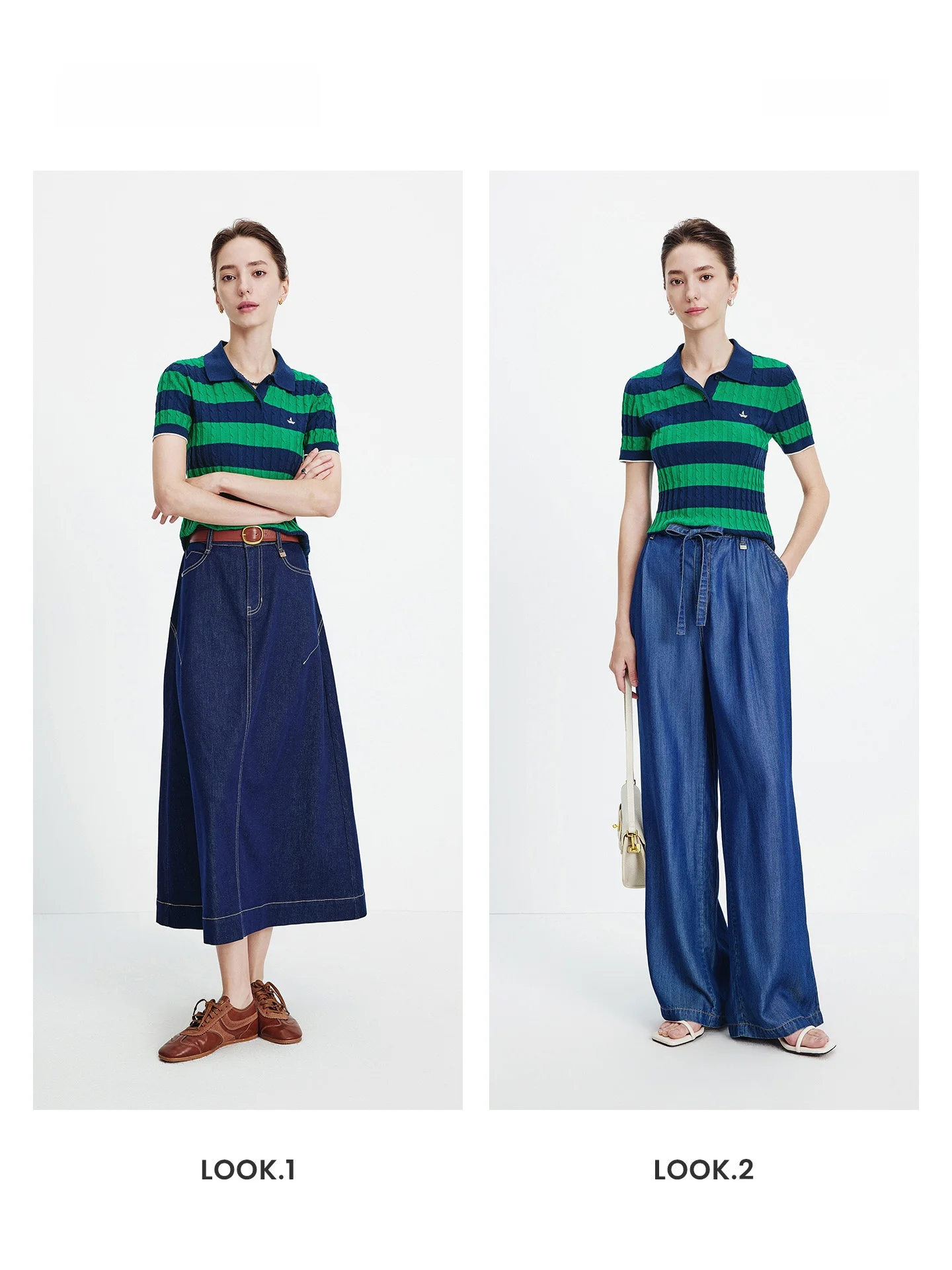 Navigare Casual Stripe  irt Women's ort Sve Knittedwear Spring Summer New Sle Elastic Regular Fit Faion Ladies...