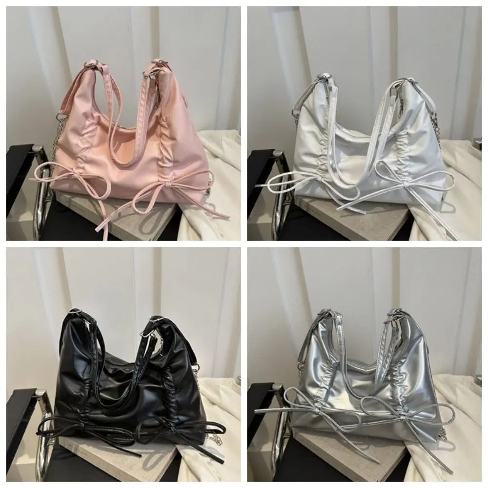 Doce couro do plutônio bowknot bolsa de ombro grande capacidade arco sacola mensagem mochila menina crossbody saco de compras