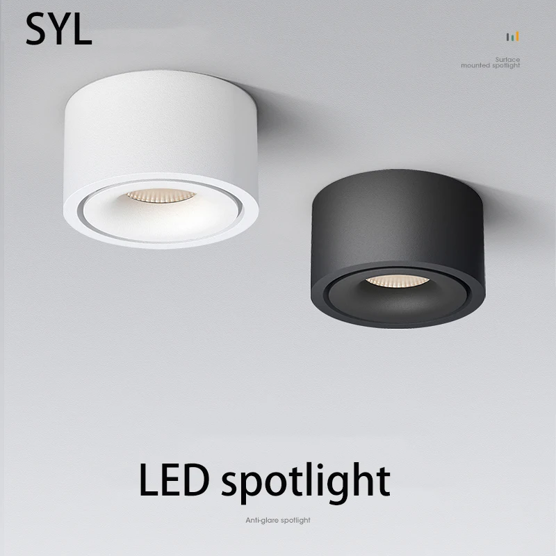 SYL Led بقعة ضوء سطح شنت الأضواء مصباح سقف مستدير صغير الألومنيوم أبيض أسود فوكو الإضاءة 110 فولت 220 فولت لغرفة المنزل