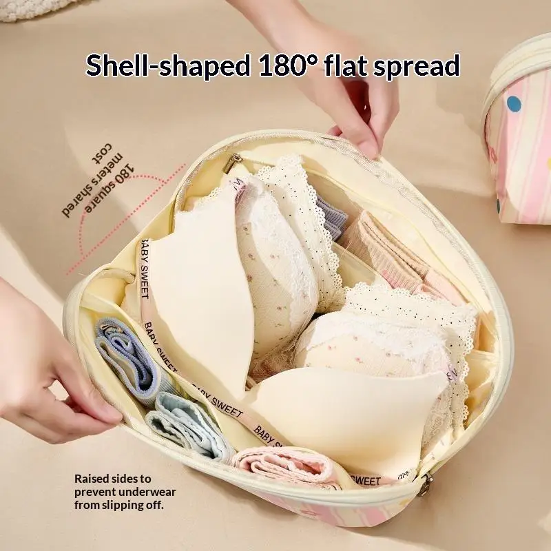 Large Capacity Underwear Storage Bag With Compartment Handheld Bra Storage Bag Cartoon Folding Socks Sorting Bag Travel