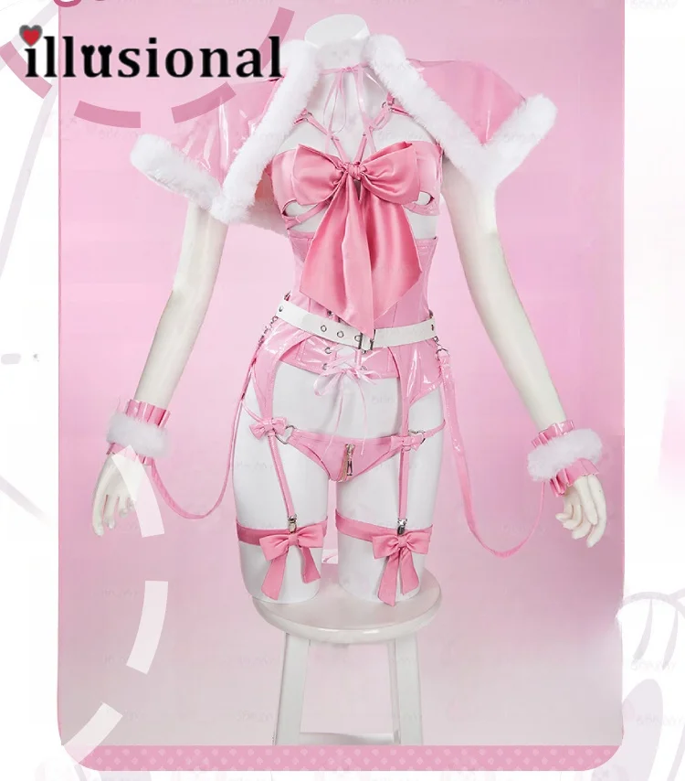 illusional Pink Bikini Sexy lingeries Private Photo shot Cosplay Costume Party Suit Female