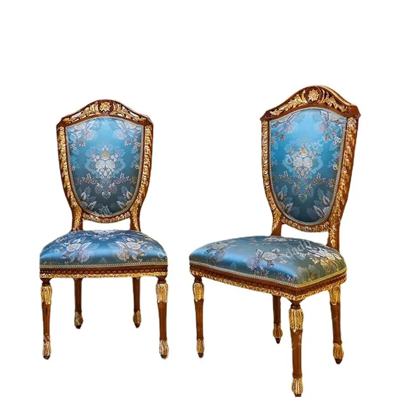 

Parquet dining table and chairs, European-style large dining table, table, fabric chair combination