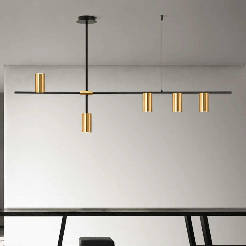 Nordic Modern Longer Chandelier Dining Table Fixtures Black Pendant Lights Restaurant Bar Kitchen Decor Living Room Hanging Lamp