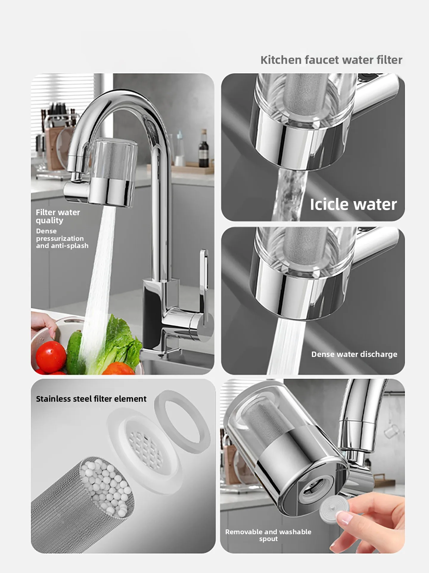 Water purifier, faucet filter, kitchen tap water purifier, household front splash-proof water filter