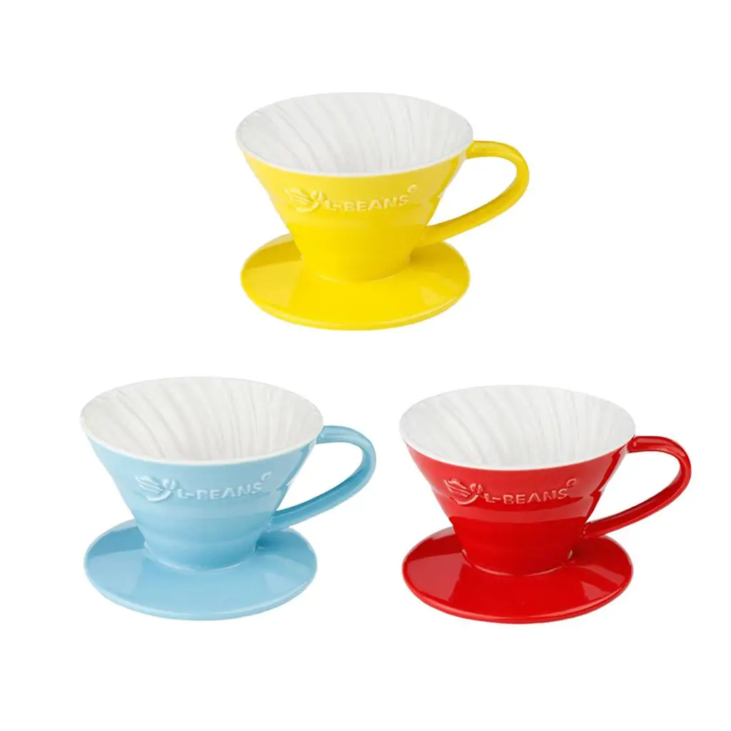 Taza de filtro de papel con goteo de café expreso, cono de cerámica, 3 colores