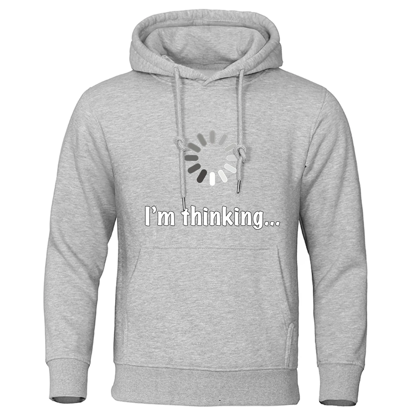 2025 Spring And Autumn Man's I‘m Thinking Funny Logo Print Fleece Fashion Coat Hooded Sweatshirt Solid Color Hoodies