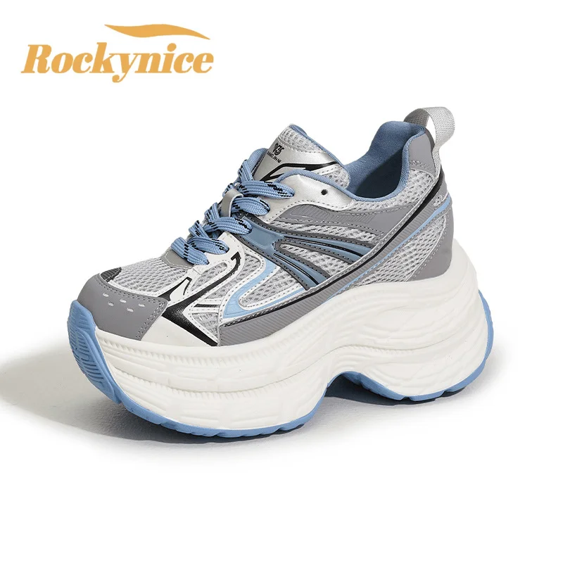 

Женская повседневная обувь для папы на толстой подошве, новые осенние кроссовки с дышащей сеткой на массивном каблуке, разноцветная универсальная спортивная обувь на высокой платформе