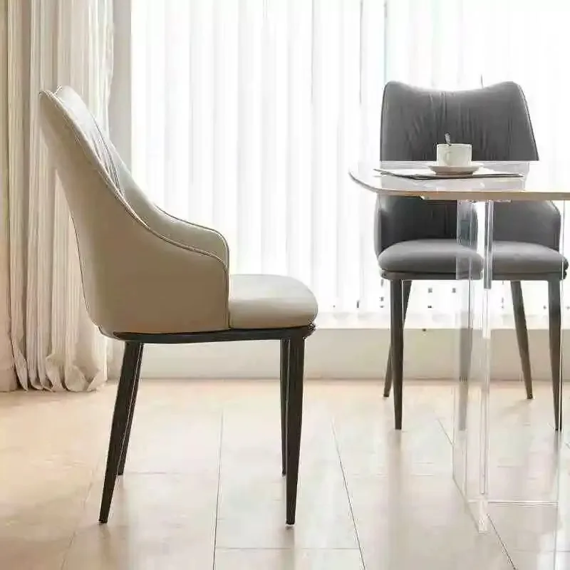 Nordic Luxury Modern Design Leather Dining Chairs with Soft Cushion in Soft Cloth for Restaurants and Living Rooms view 5