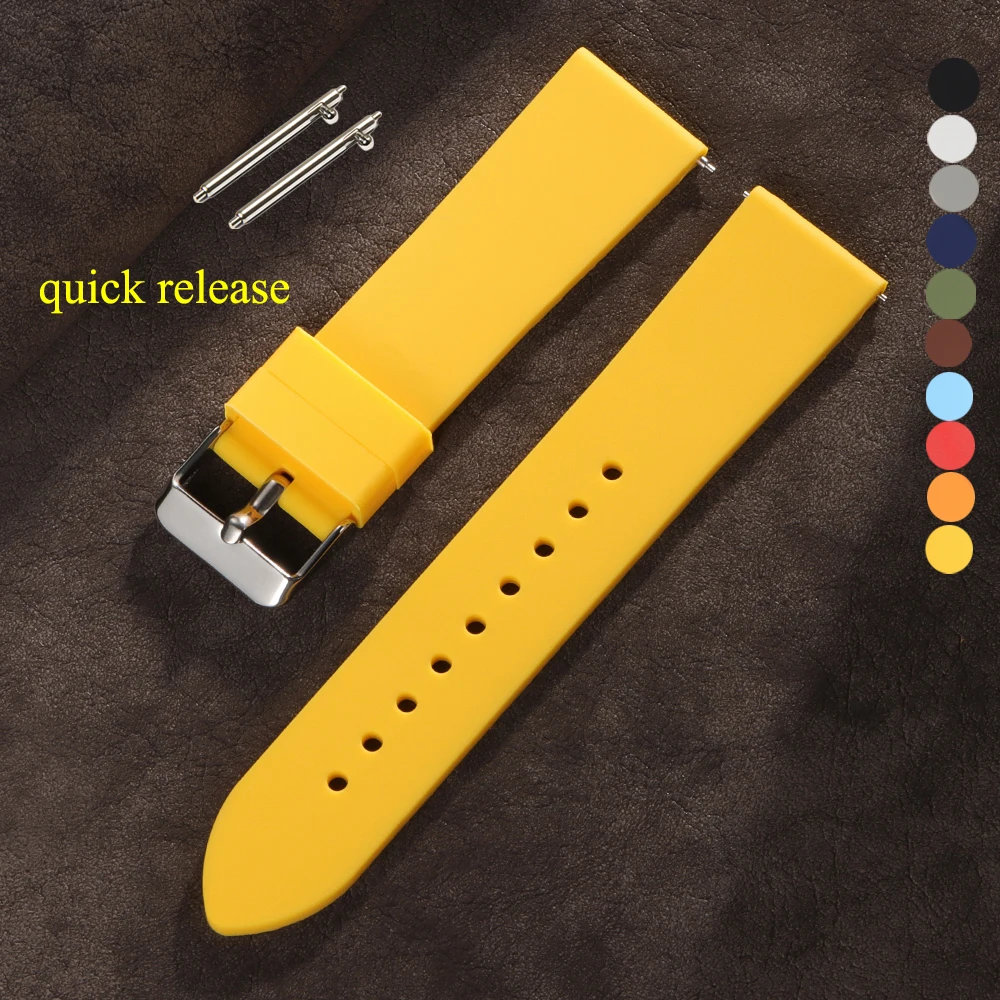 16mm 18mm 20mm 22mm bracelet en caoutchouc souple en Silicone bracelet de montre à dégagement rapide pour Seiko pour Omega pour Casio Bracelets universels ceintures