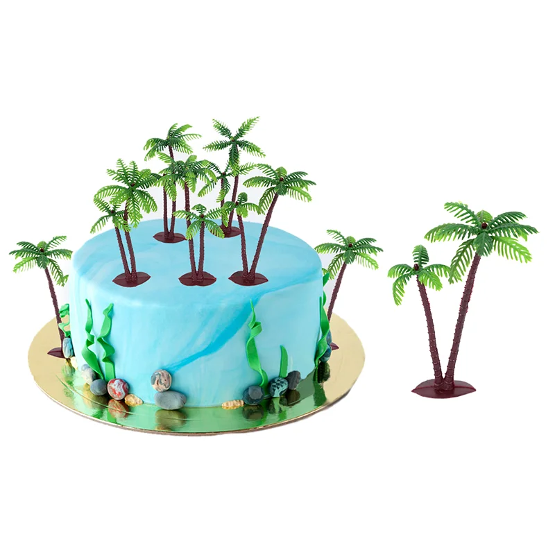 

5pcs 3d Coconut Palm Tree Cake Topper Hawaiian Luau Party Cakes Decoration Supplies Tropical Summer Jungle Them Birthday Decor