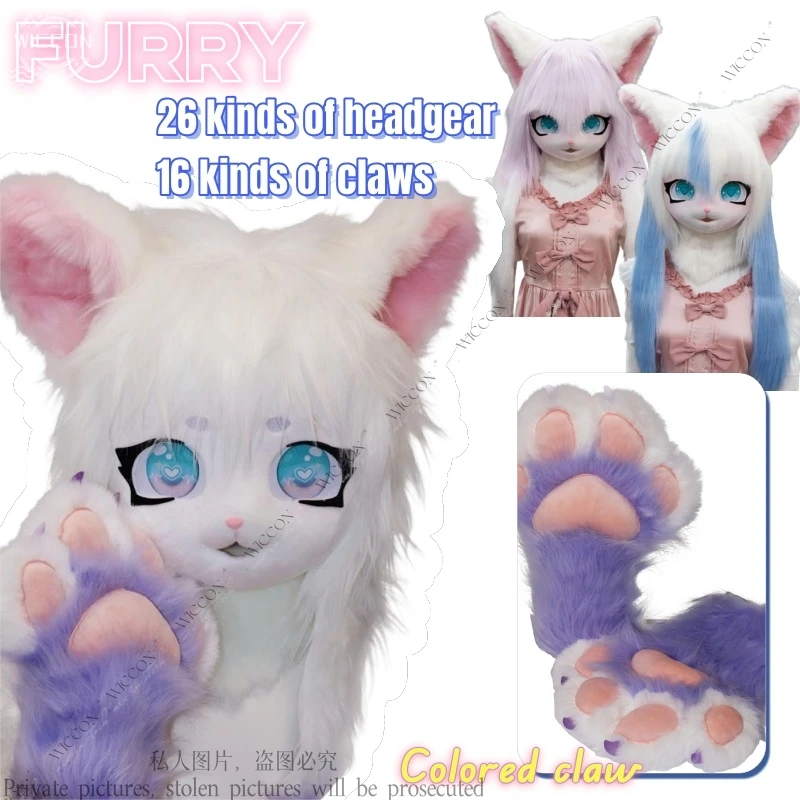 

Furry Cute Fursuit Kigurumi Headsets Furry Animal Cosplay Costumes Comiket Rubbit Doll Cat Comiket Furries Doll Costumes Claw