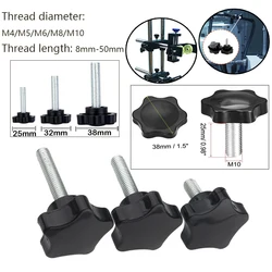 육각 별 손잡이 수 스레드 클램프 손잡이 나사, 헤드 직경 25mm 32mm 38mm, M4, M5, M6, M8, M10, 핸드 조임 릴리스 나사, 5 개, 10 개