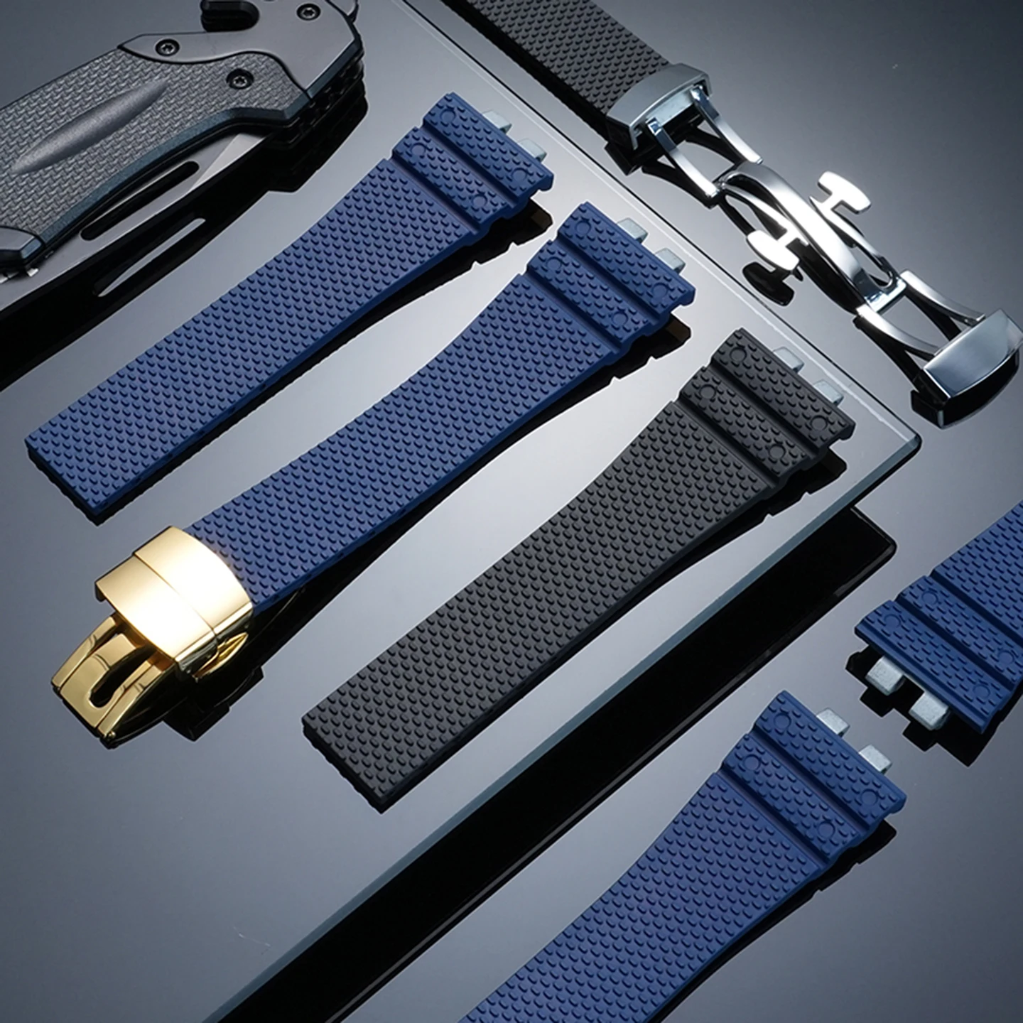 gmw b5000 Fluoro rubber watchband metal case Suit For Casio g-shock GMW-B5000 GM-B2100 Series modified models Folding buckle