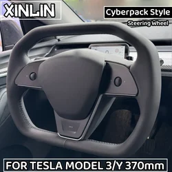 Volante con mango de yugo estilo Cyberpack para Tesla modelo 3/Y 377mm volante personalizado de carreras NAPP cuero personalizado