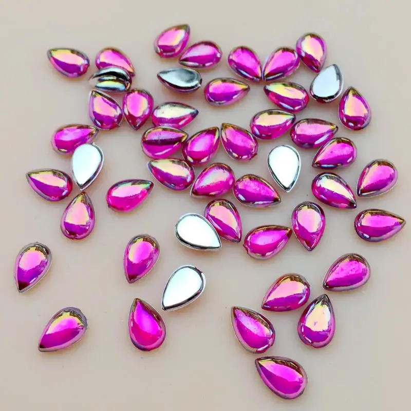 Glitter 200Pcs 4*6mm Glass Water drop Rhinestones Flat Back stones and crystals For Nails Art decorations costume A56