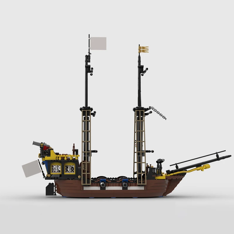 735pcs MOC Caribean Clipper Rebuild Imperial Pirates Model Building Blocks Bookshelf Decor, Home Decor Room Decor Gift For Boys