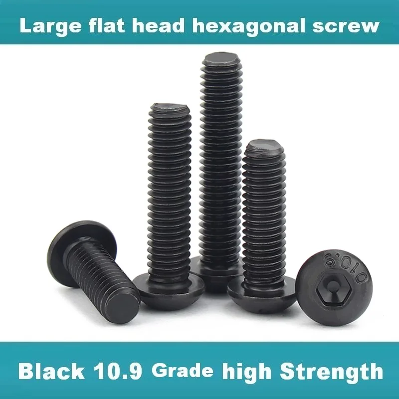10.9 Grade Black Button Head Hex Socket Screws M6 M8 M10 M12 M14 M16 M20 High Strength Mushroom Head Allen Bolts for Machine