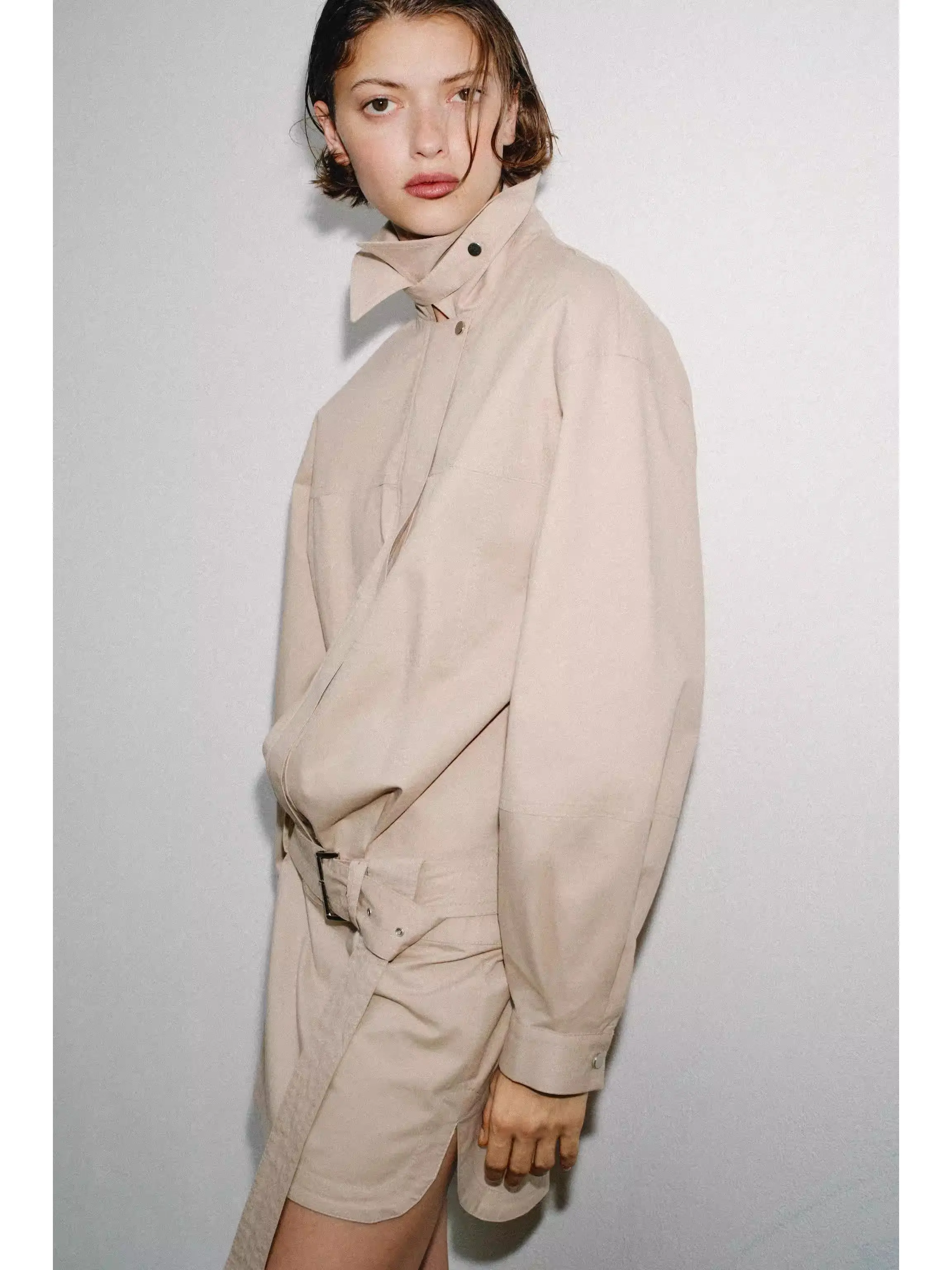 Spring New Arrival Women's Long Sleeve Turn-down Collar Dress with Belt ZA2026 18-25 Years Old Suitable 2026 Spring