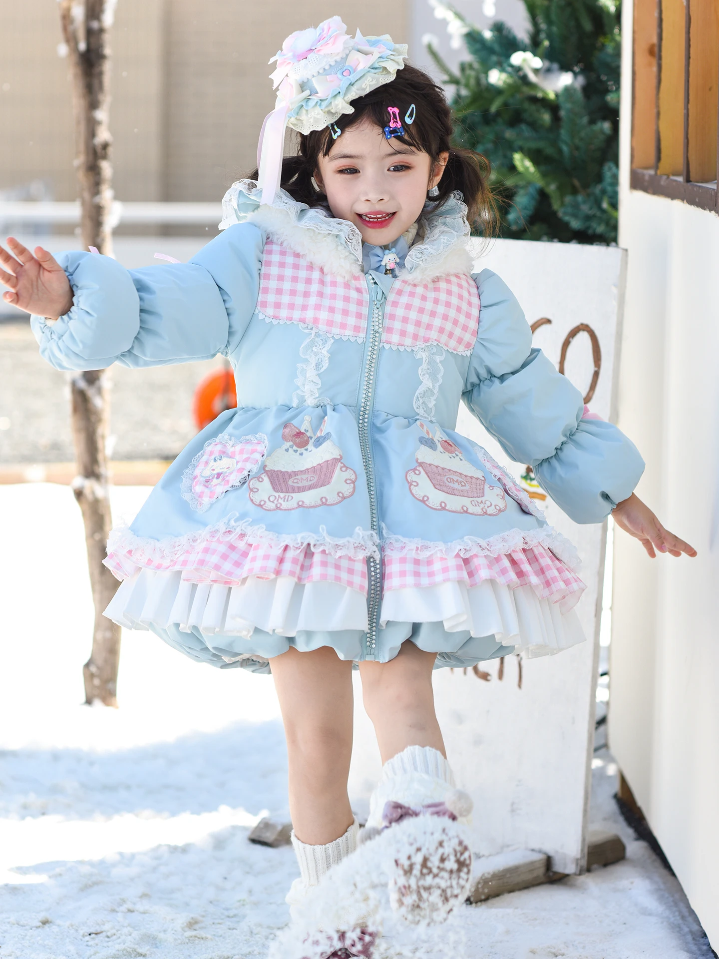 

Girls' Thiened down Coat Winter Faion Baby Lolita Dr Cinnamon Dog Warm Outerwear Children's Clothing Straight Cut Casual