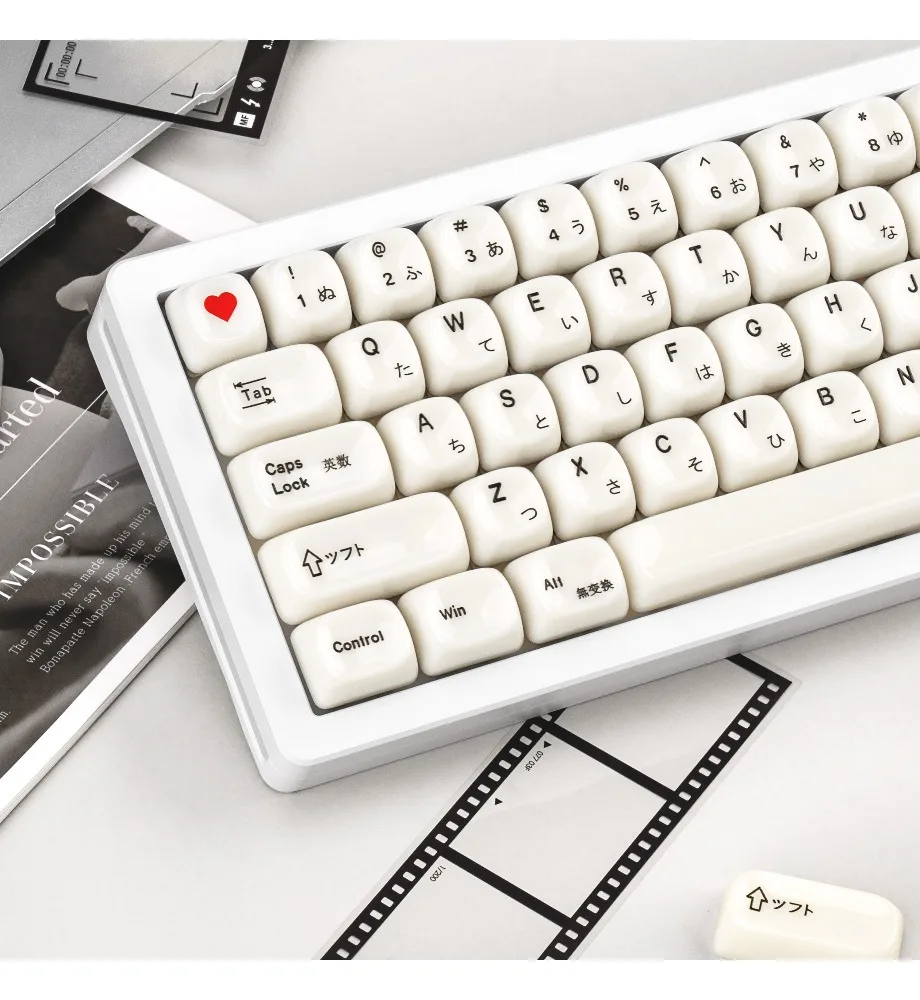 Keycaps Personalized Glossy Minimalist White Japanese Semi-transparent Customized Mechanical Keyboard