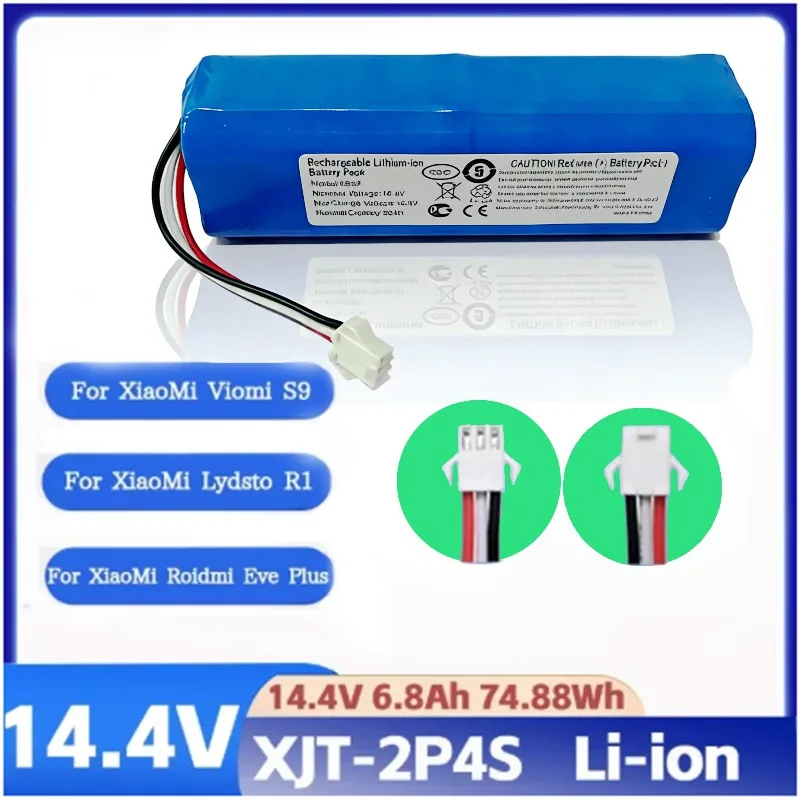 

100% brand new, suitable for Xiaomi Viomi S9, Lydsto R1, Roidmi 14.4V lithium battery 2P4S, capacity 6800mAh 9800mAh 12800mAh