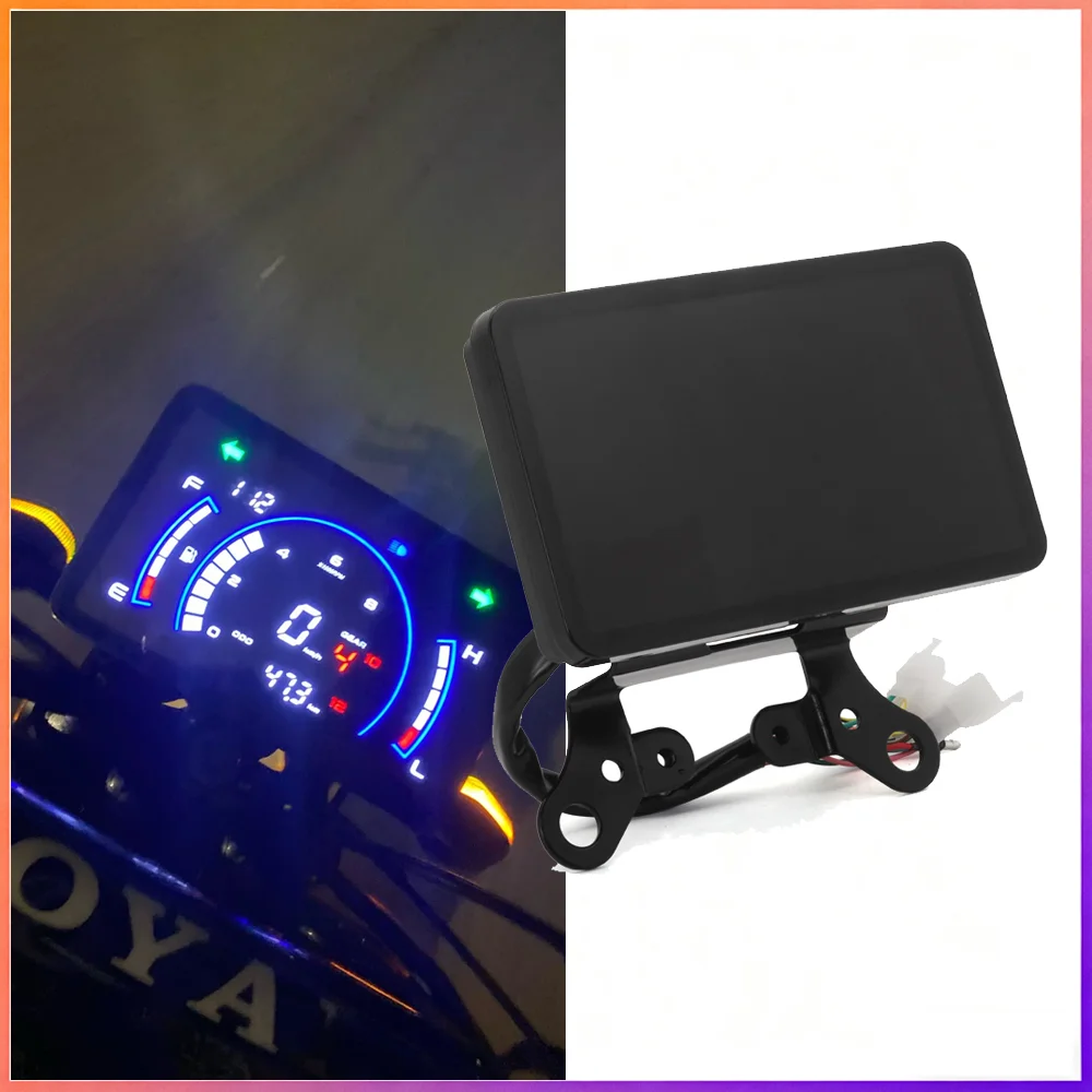 Motorcycle Digital Speedometer Dashboard Indicator with Bracket Meter Fuel Gauge Waterproof Motobike Instrument Cover Universal