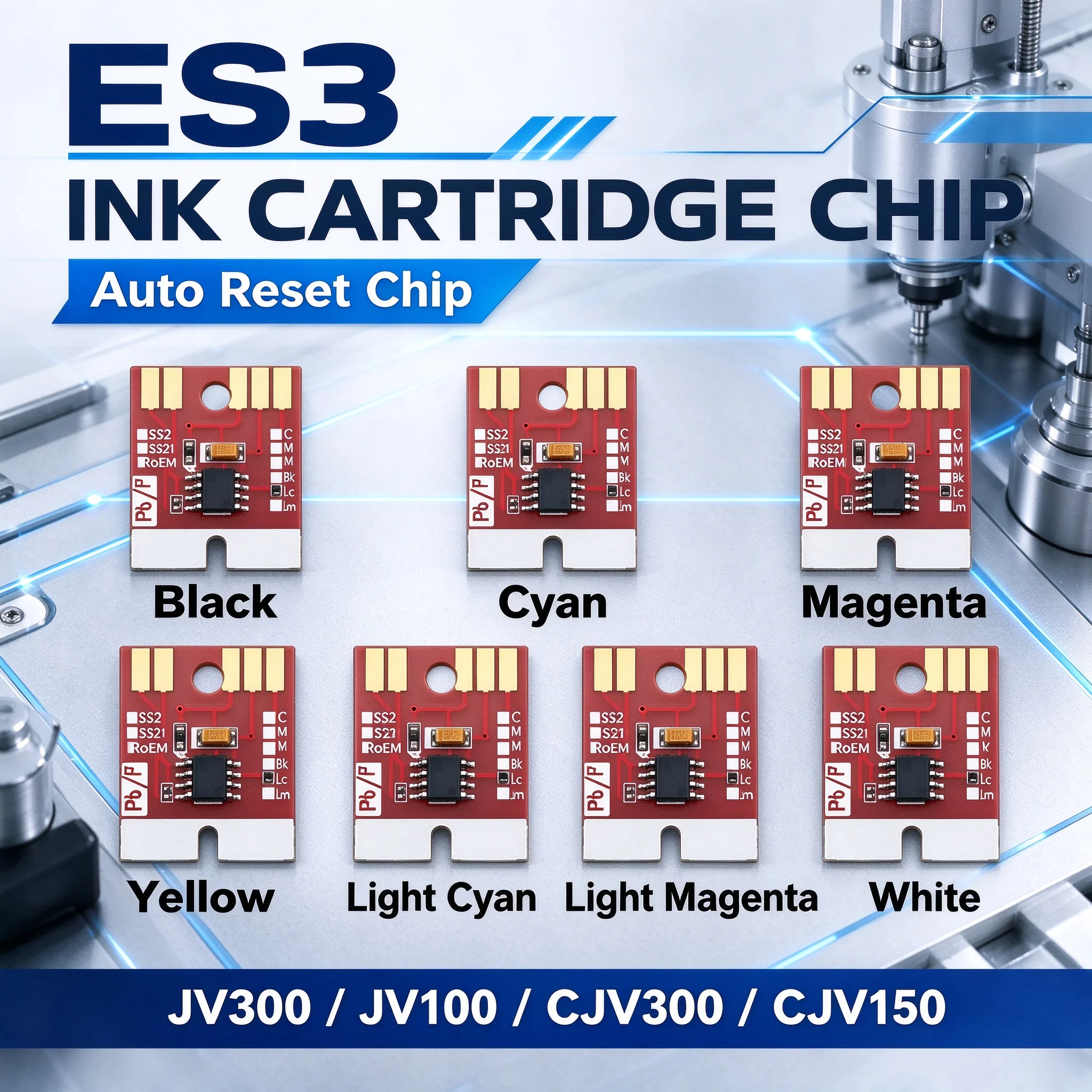 Permanent Auto Reset ARC Ink Cartridge Chip ES3 for Mimaki JV300 JV150 CJV150 CJV300 Printer Precise Reset Chip, Reliable