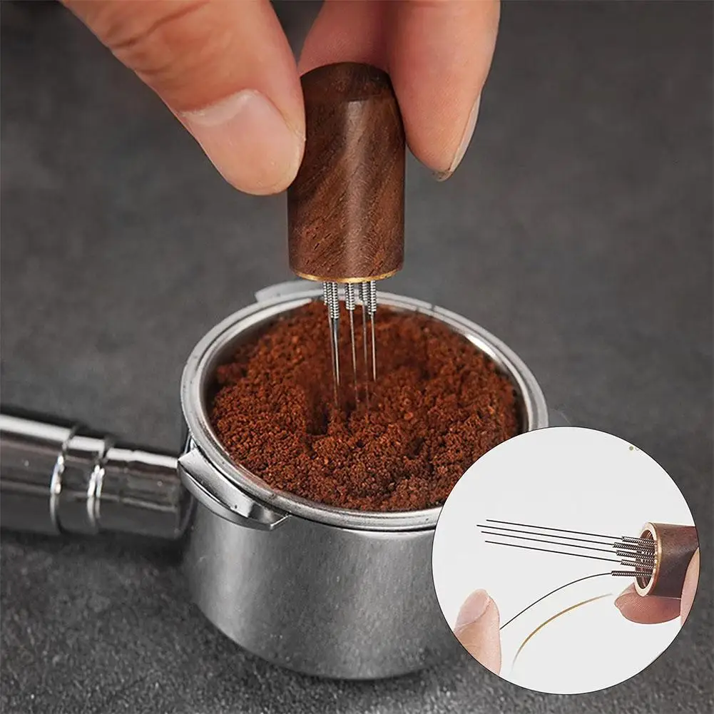 WDT Coffee Distribution Tool Espresso Stirrer Needle Distributor with Natural Wood Handle Coffee Powder Stirring Barista Accesso