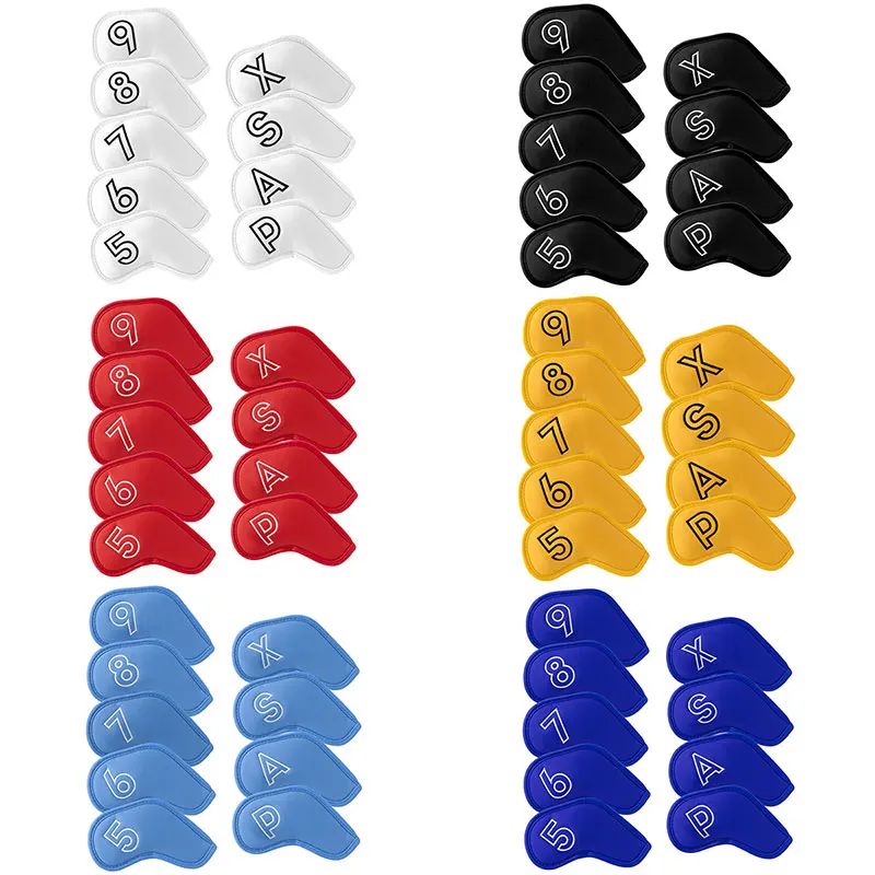 Funda de hierros de Golf de cuero PU, Putter de Golf, cubierta de cabeza, 9 piezas por juego, accesorio de Golf