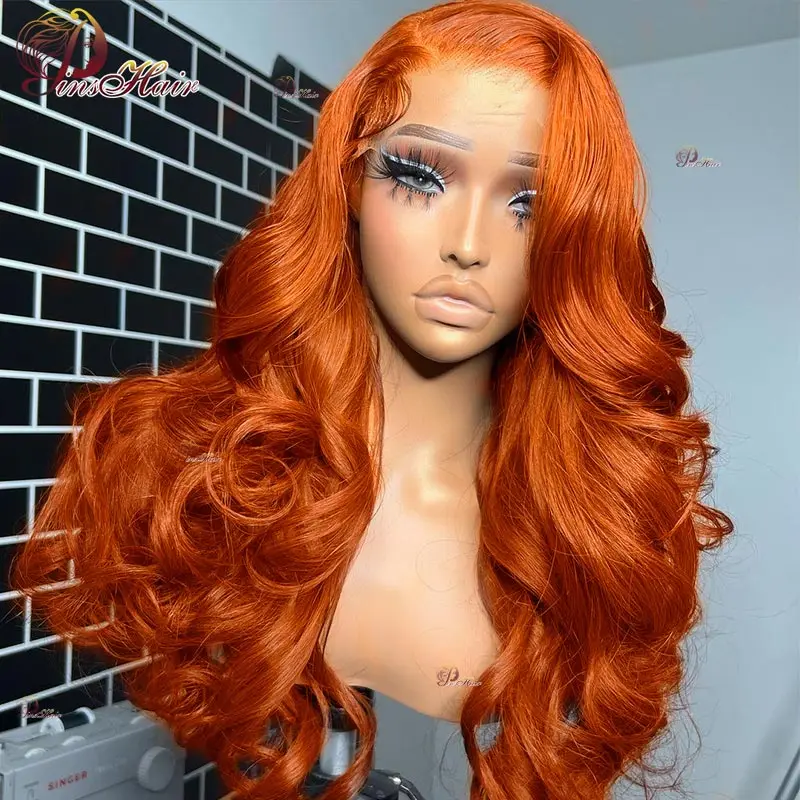 Ginger Brown Lace Front Human Hair Wigs Pre-Plucked Body Wave Lace Front Wig Orange Colored 13x4 Lace Front Wigs Remy Human Hair