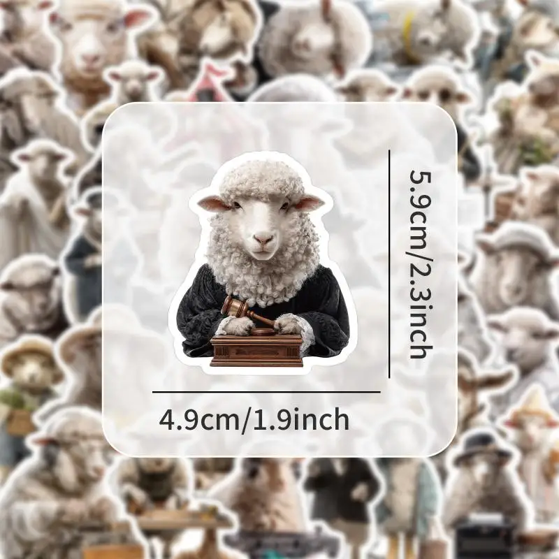 New 50Pcs Realistic Lamb Stickers, Cute Sheep Children Student Stationery Notebook Phone Case Waterproof Decorative Sticker