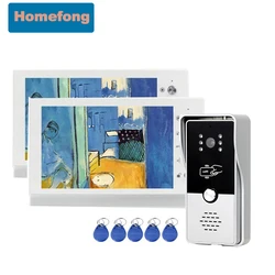 Homefong-Vídeo porteiro branco, sistema de interfone, desbloqueio RFID, tela interna, câmera campainha ao ar livre, impermeável, casa, 7