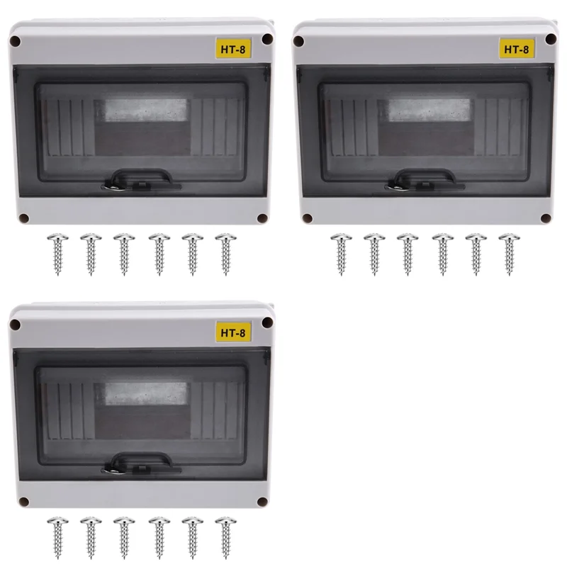 

【FAVORITE!】3X HT-8 Way IP65 Mcb Breaker Box Distribution Protection Box ABS Power Electronic Din Rail Enclosure For Circuit Brea