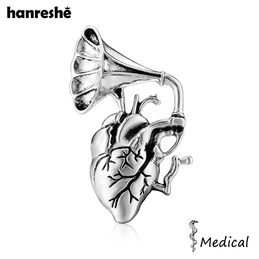 Hanreshe Vintage Heart Sound Brooch Pin Creative Medical Jewelry Lapel Badge for Cardiologist Doctor Nurse