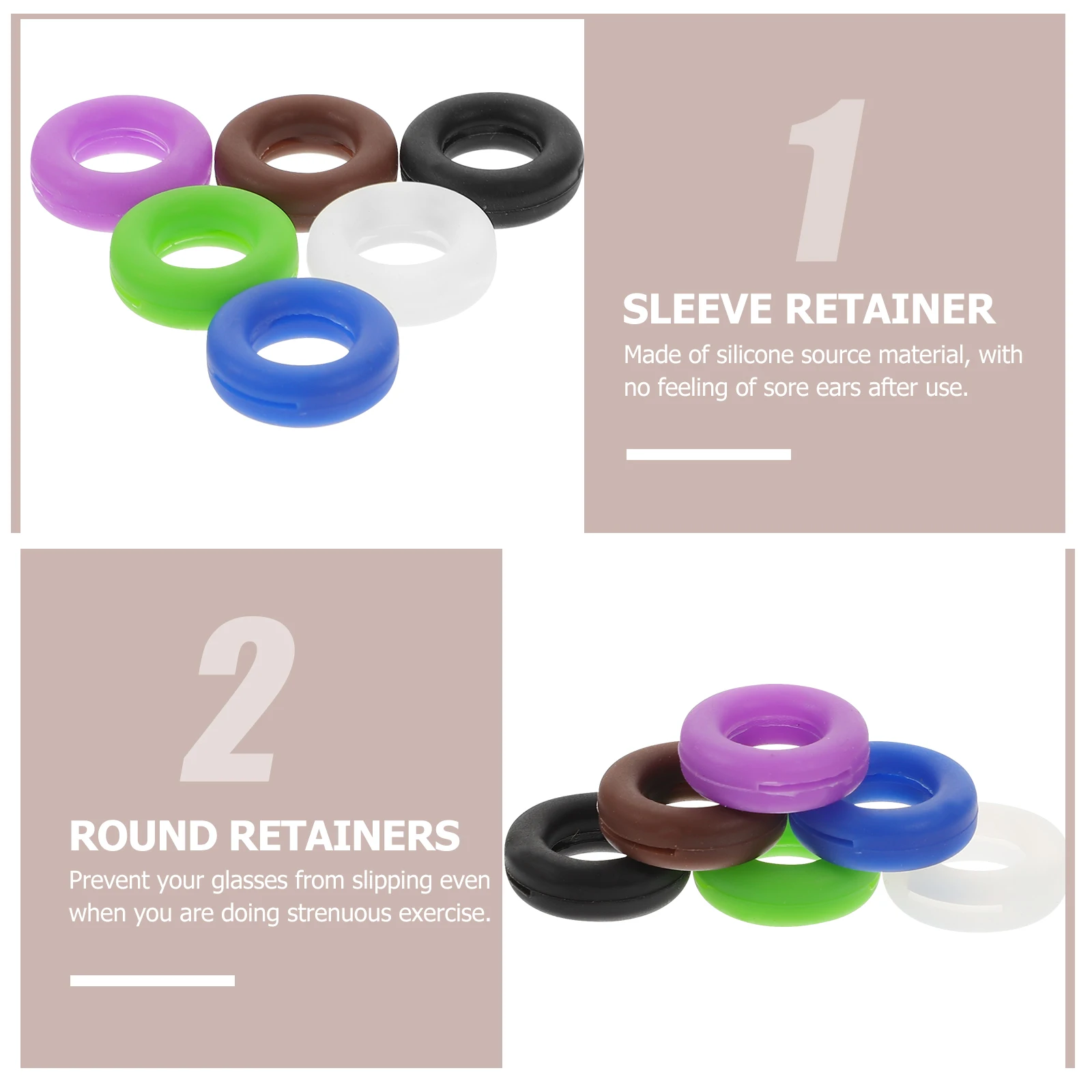 

12 Sets Non Slip Round Retainers Temple Tips Sleeve Silicone Eyeglass Frame Grips Anti Slip Ear Hooks Lightweight Effective