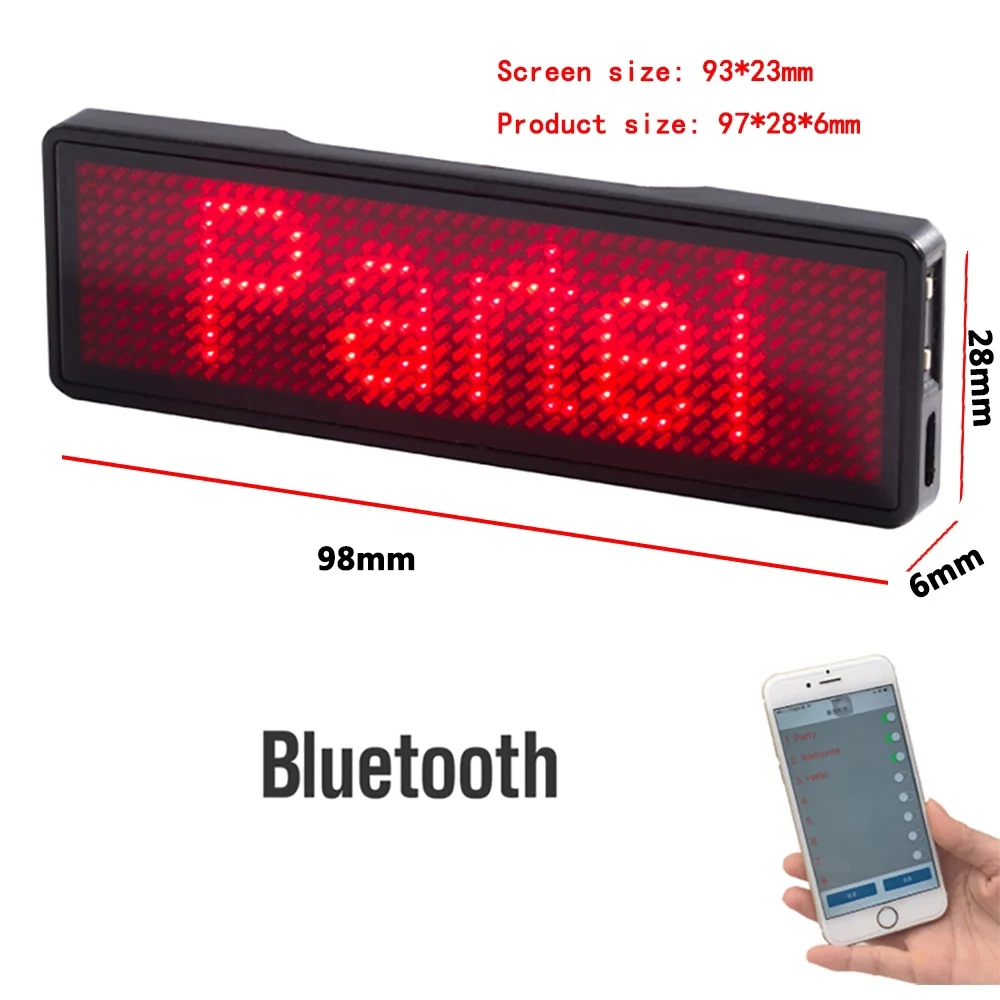 Wiederaufladbare Bluetooth Digital LED Abzeichen Insignia DIY programmierbare Scrolling Message Board Mini LED Display LED Namensschild