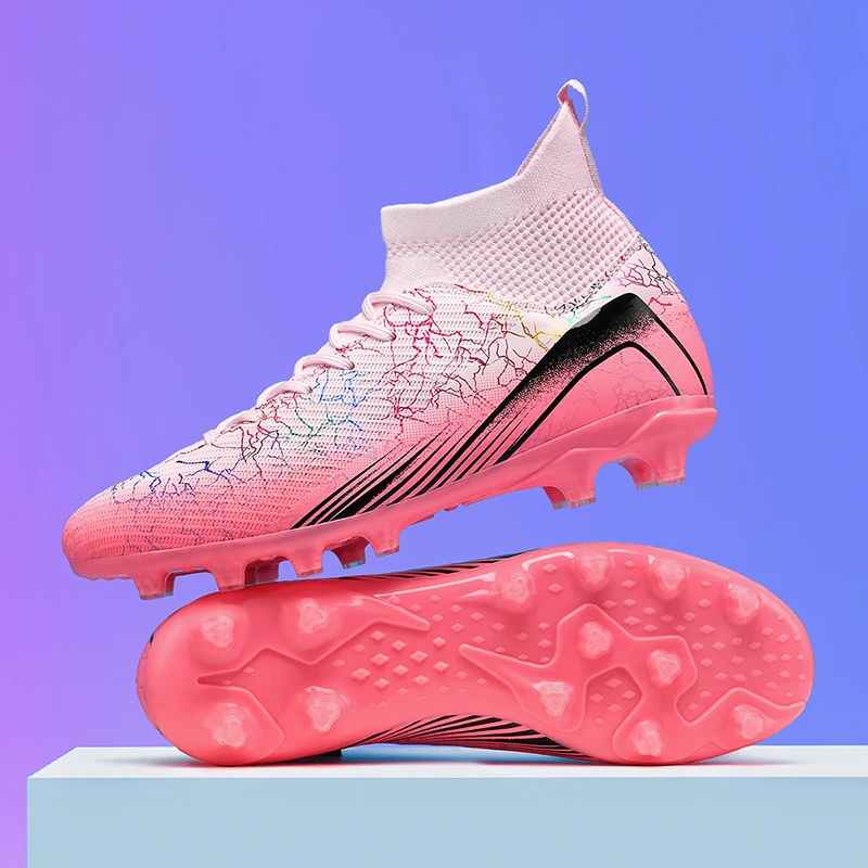 

Men Soccer Shoes Professional Cleats High-Top Athletic Turf Football Boots Outdoor/Indoor Professional Futsal Training Sneakers