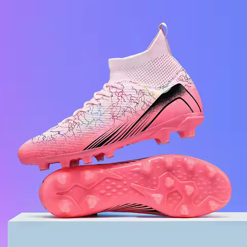 Men Soccer Shoes Professional Cleats High-Top Athletic Turf Football Boots Outdoor/Indoor Professional Futsal Training Sneakers