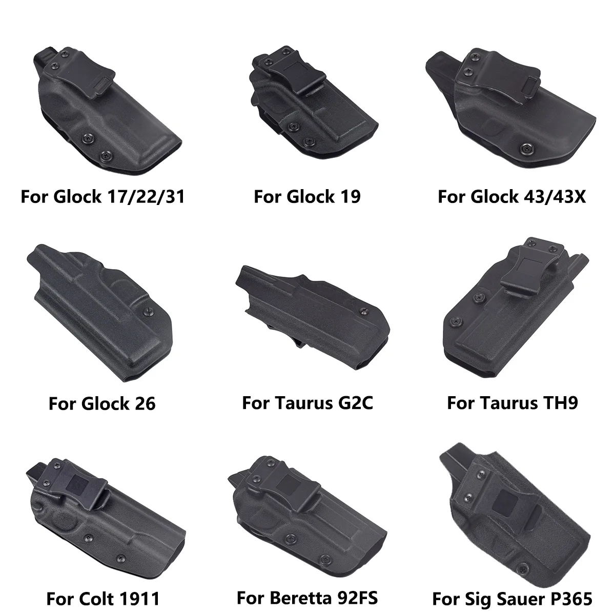 

Tactical Concealment Internal Kydex Holster For Glock 17 19 26 43 Taurus G2C Colt 1911 Beretta 92FS Right Hand IWB Case