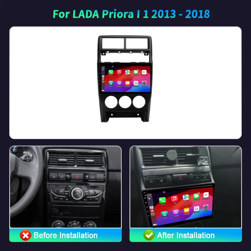 Android 14 For LADA Priora I 1 2013-2018 Car Radio 4G GPS BT Carplay Multimedia System Navigation Stereo Universal Touch Screen