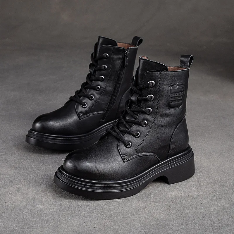 

2025 Winter Shoes Black Platform Gothic Boots Women Casual Back Zippers Women's Ankle Boots Women's Short Bootties