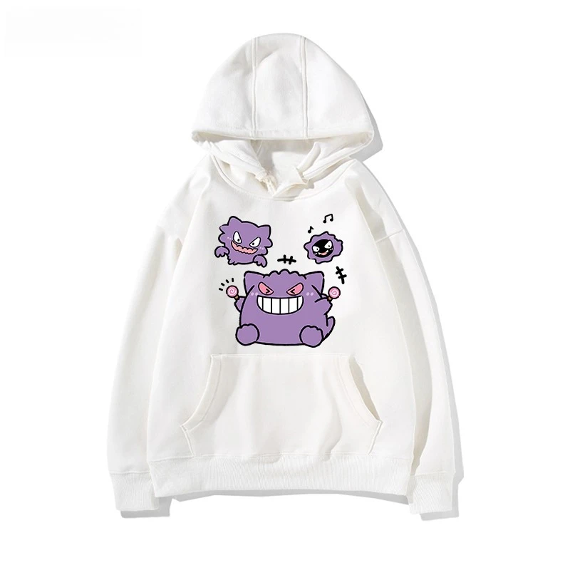 Cute Cartoon Pokémon Gengar Printed Hoodie for Men and Women Autumn/winter New Y2K Harajuku Large Size Casual Trend Sweater Top