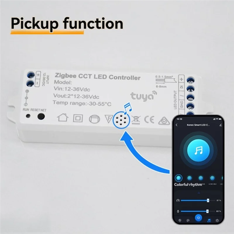 ABVJ-Tuya Zigbee 2811Cob DC12V 36V Контроллер светодиодной ленты Контроллер фэнтезийной световой ленты с функцией звукоснимателя
