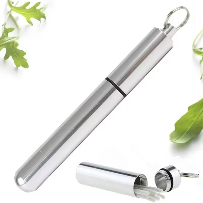 1/3PCS Stainless Steel Portable Rustproof Stand for Toothpick Outdoor Household Travel Seal Storage Container Box Holder Cases