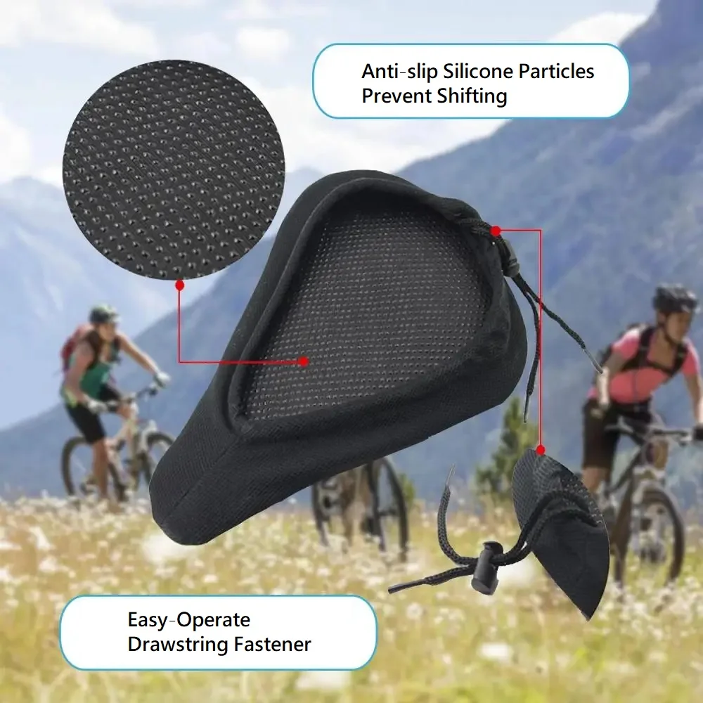 3D-Schwamm- & Silikon-Fahrradsattelbezug Weicher Atmungsaktiver Fahrradsitzkissen Stoßdämpfender Fahrradsitzbezug Fahrradzubehör – Detail 3